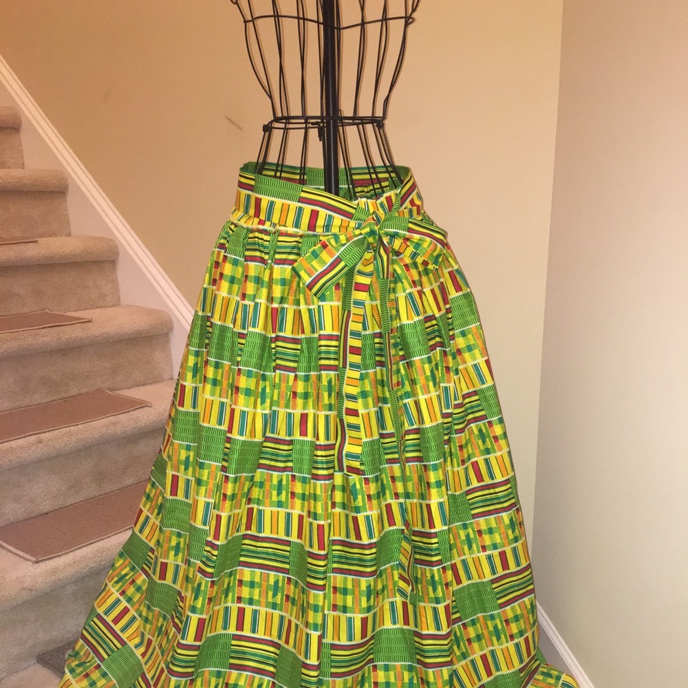 African printed skirts and jewelry
